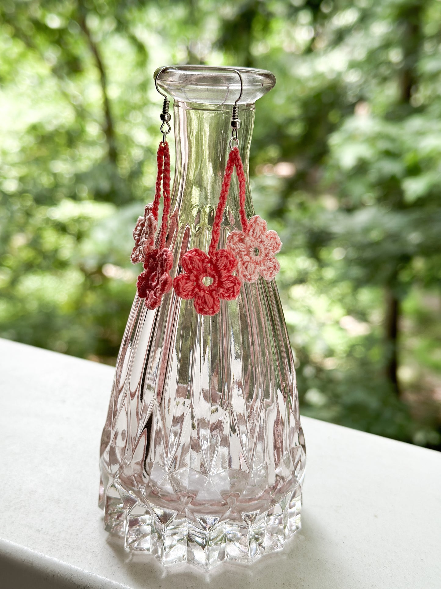 Handmade Cherry Blossom Crochet Earrings