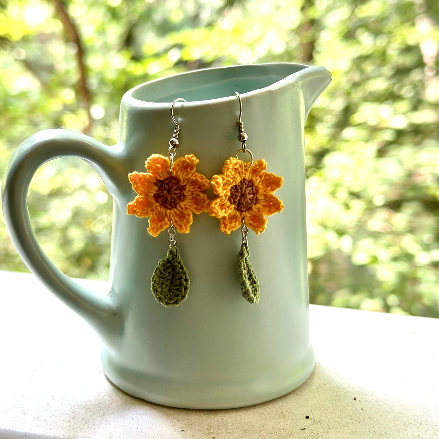 Handmade Sunflower Dangle Earrings